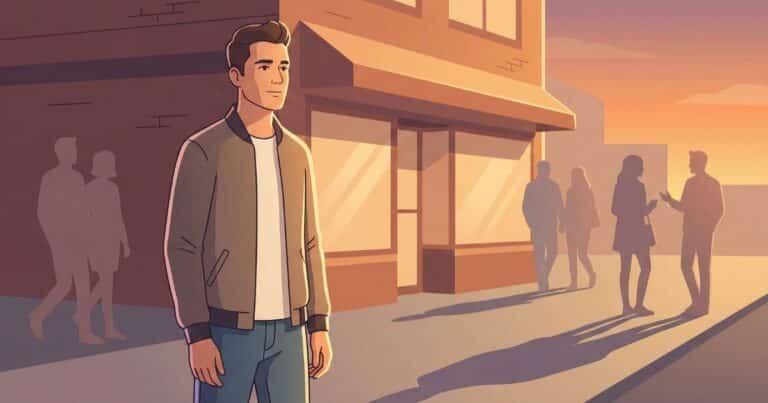 Vector illustration of a respected entrepreneur standing in front of a neighborhood storefront at golden hour, symbolizing legacy, leadership, and community impact inspired by Nipsey Hussle quotes.