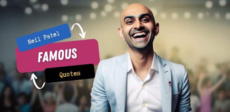 Neil Patel Top Image Optimistic and joyful Neil Patel's AI-generated Top image displays his determination and passion in a marketing seminar