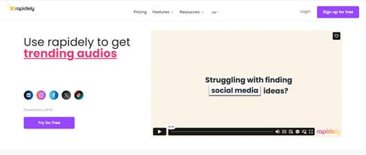Rapide.ly Website Home Page Screenshot
